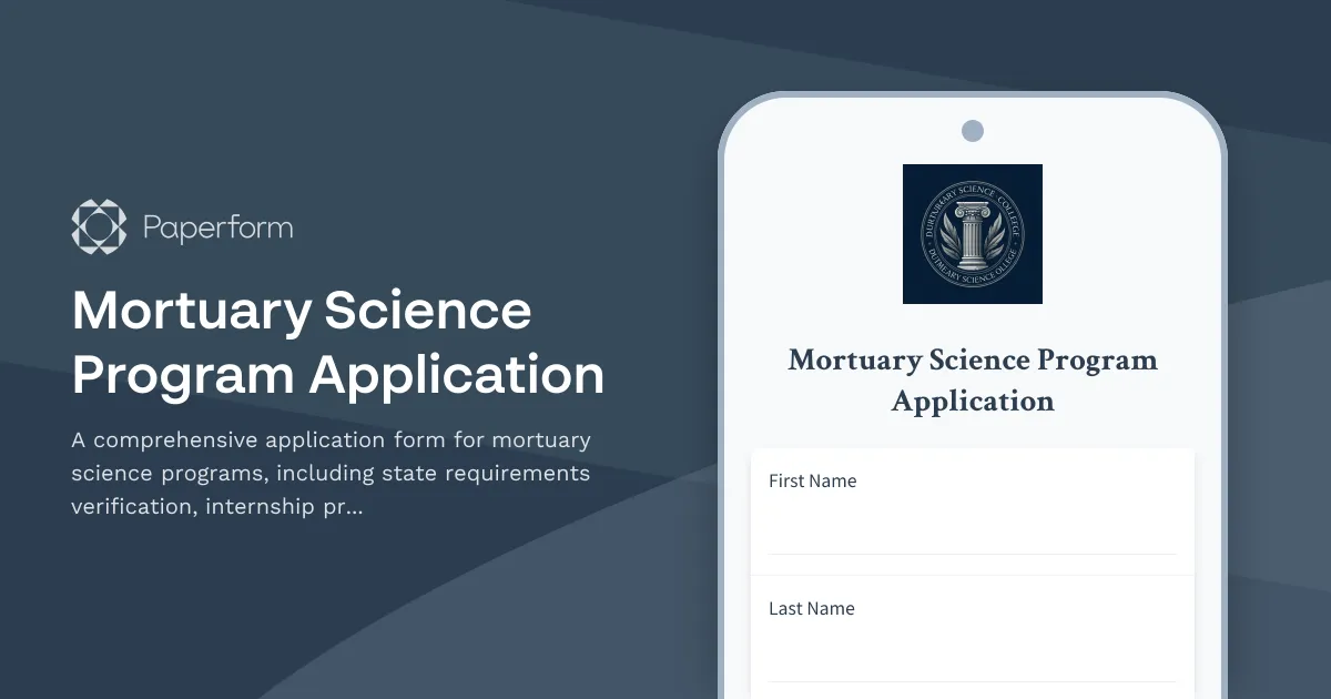 Mortuary Science Program Application