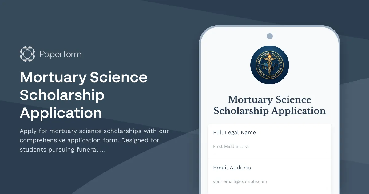 Mortuary Science Scholarship Application