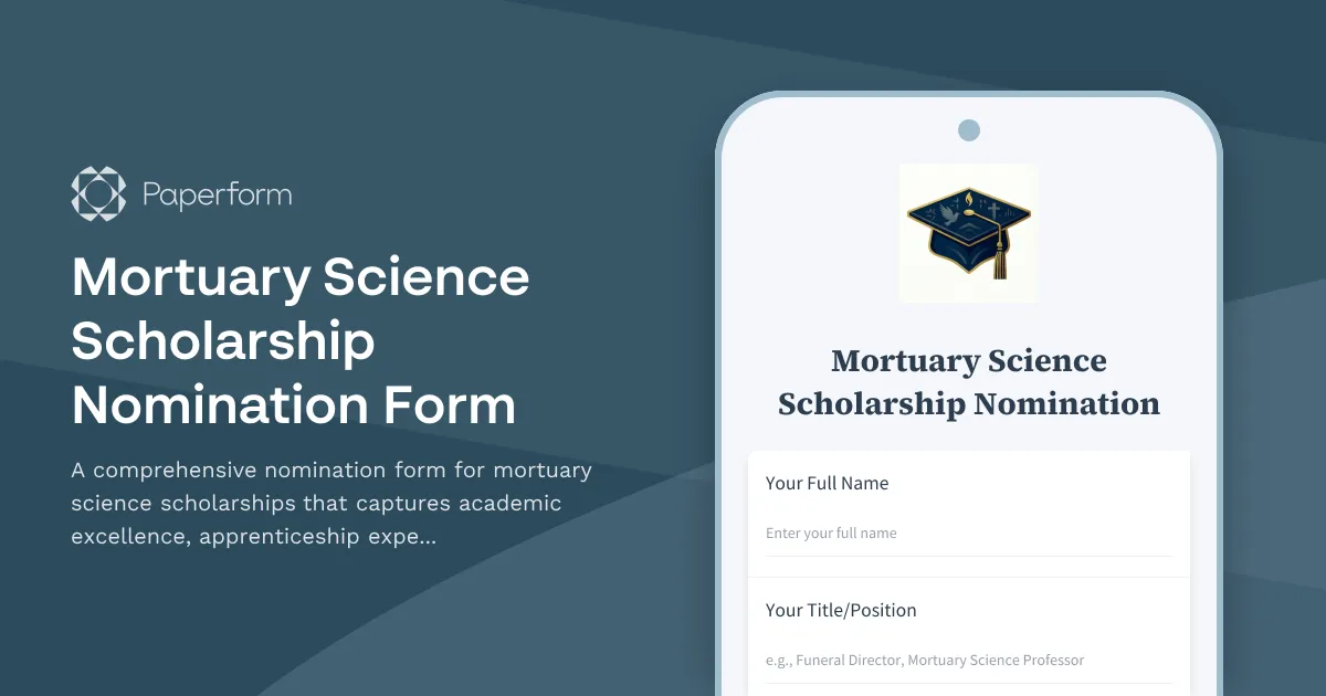 Mortuary Science Scholarship Nomination Form