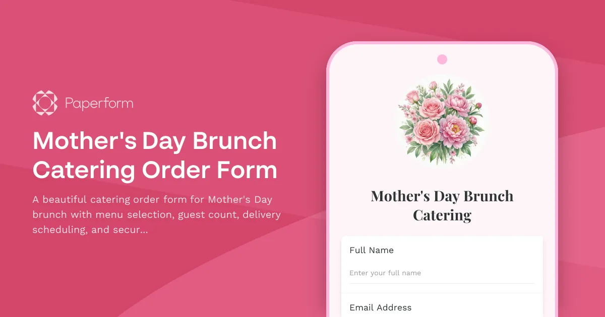 Mother's Day Brunch Catering Order Form