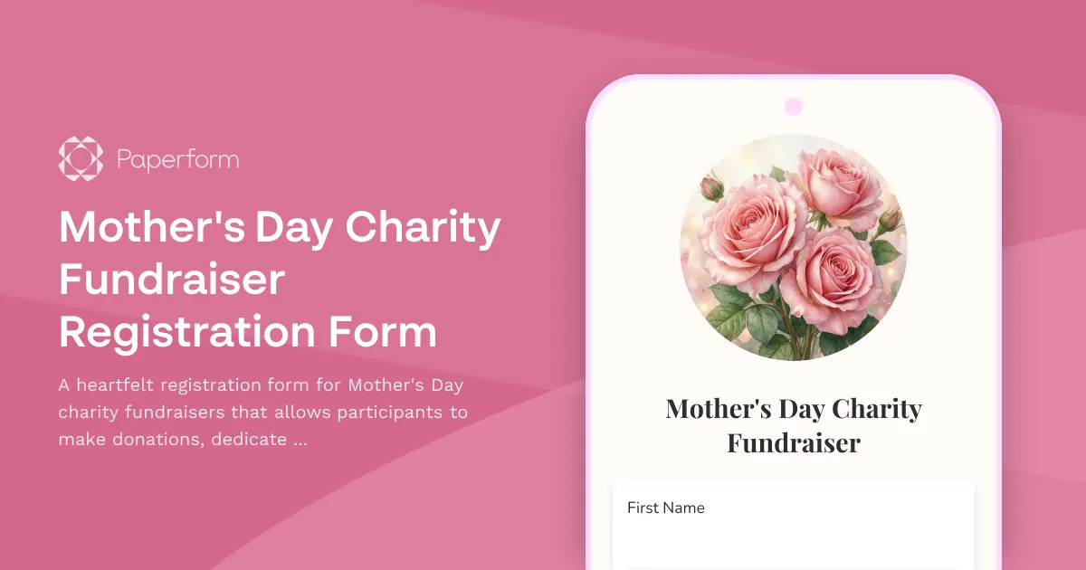 Mother's Day Charity Fundraiser Registration Form
