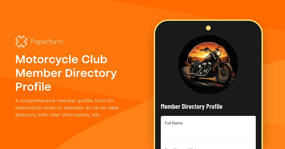 Motorcycle Club Member Directory Profile