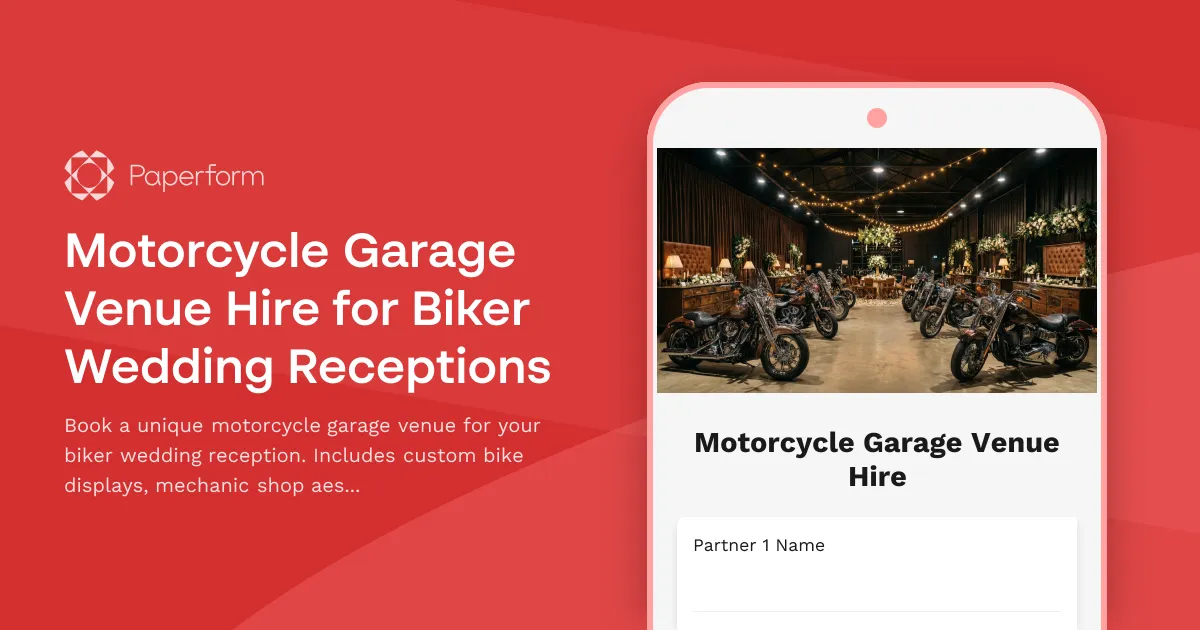 Motorcycle Garage Venue Hire for Biker Wedding Receptions