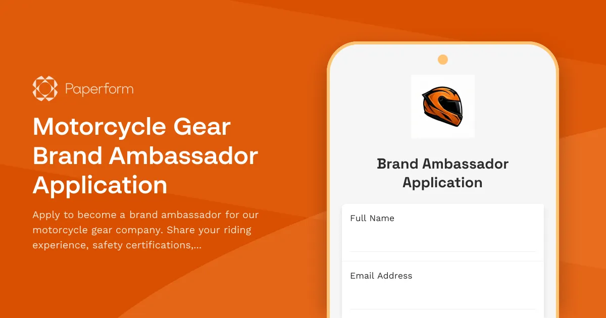 Motorcycle Gear Brand Ambassador Application