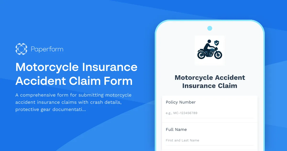 Motorcycle Insurance Accident Claim Form