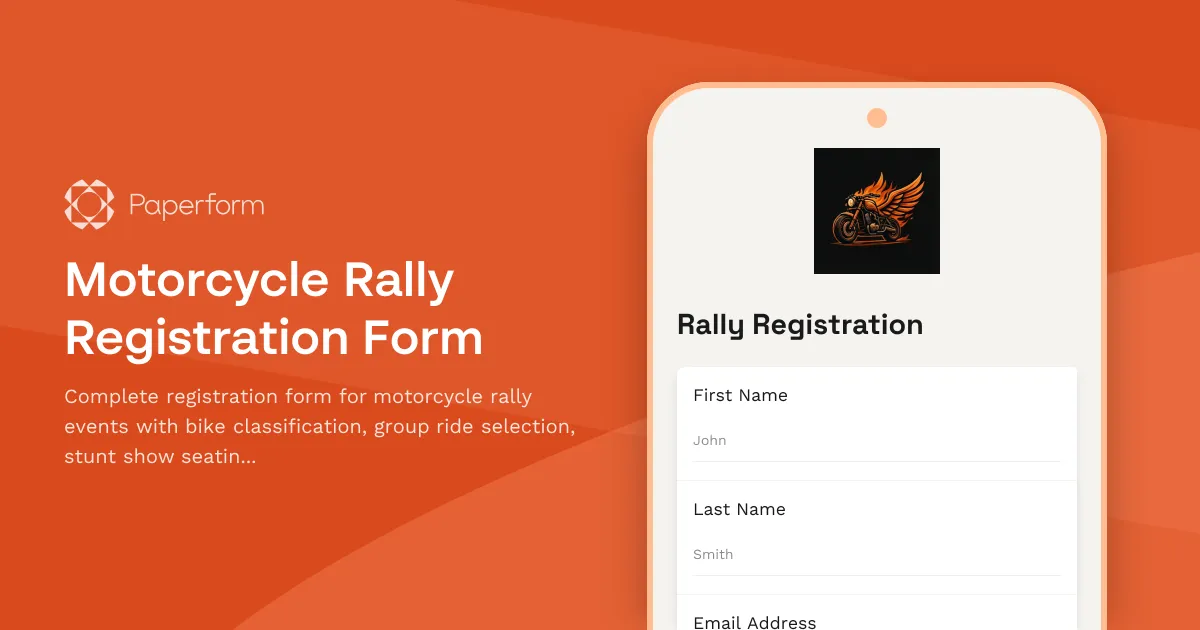 Motorcycle Rally Registration Form