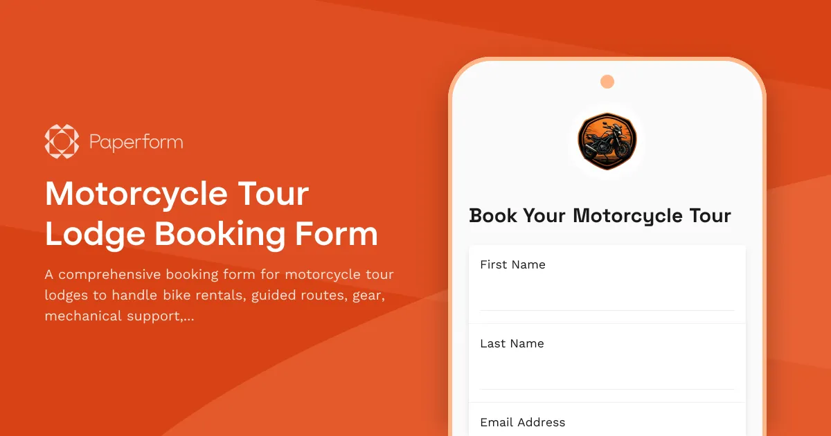 Motorcycle Tour Lodge Booking Form