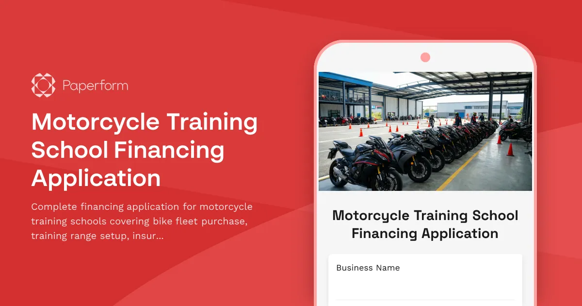 Motorcycle Training School Financing Application
