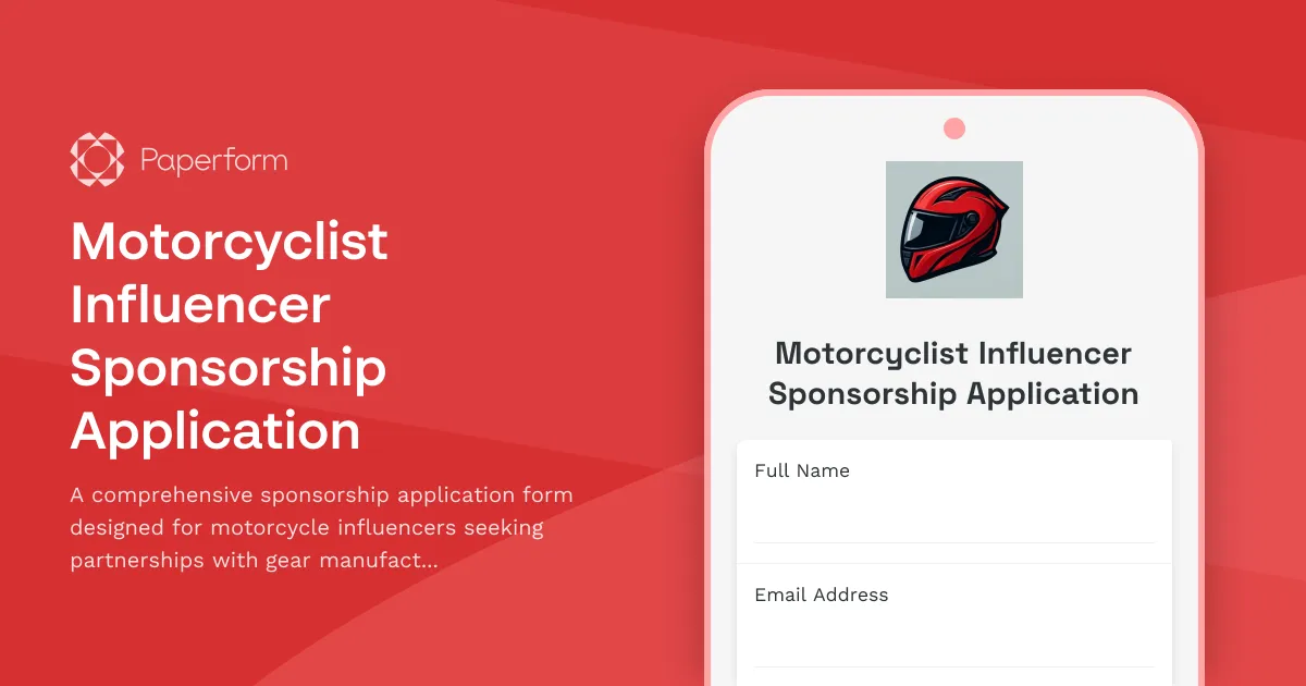Motorcyclist Influencer Sponsorship Application