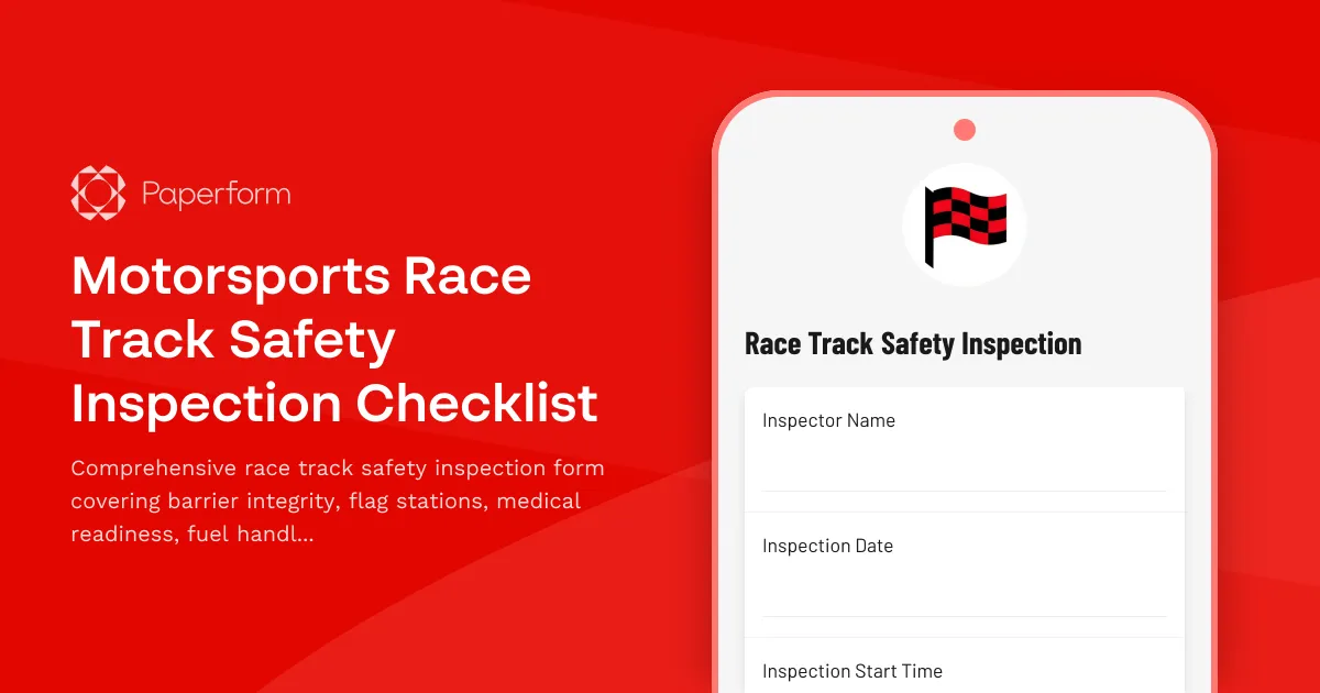 Motorsports Race Track Safety Inspection Checklist
