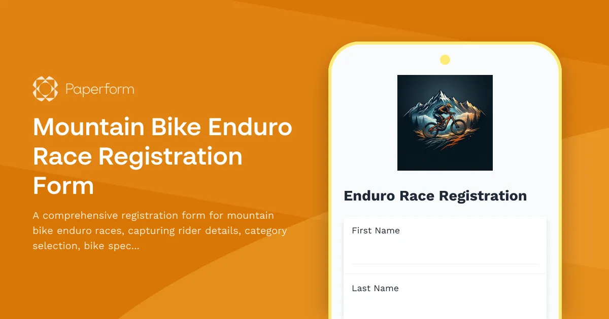 Mountain Bike Enduro Race Registration Form