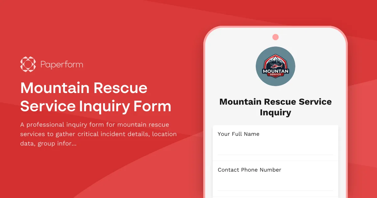 Mountain Rescue Service Inquiry Form