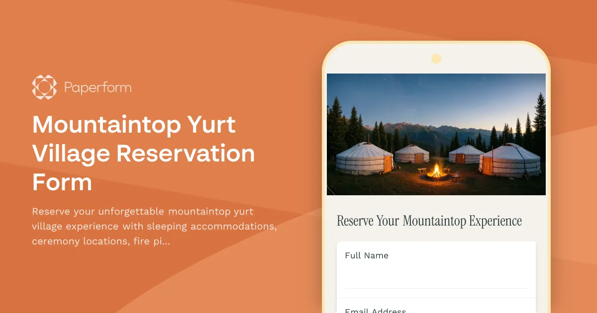Mountaintop Yurt Village Reservation Form