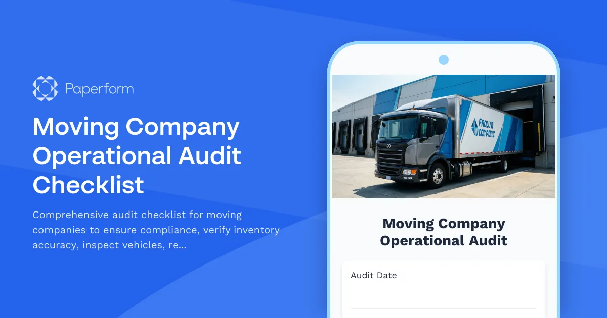 Moving Company Operational Audit Checklist