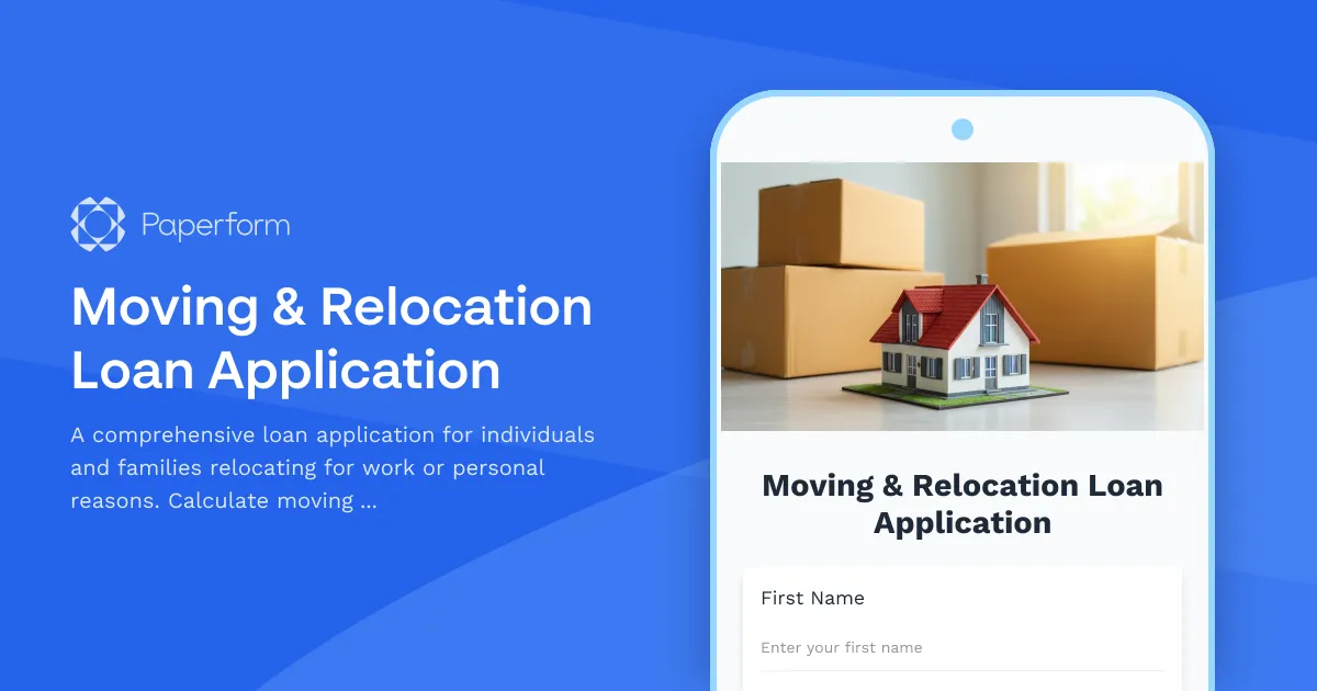 Moving & Relocation Loan Application