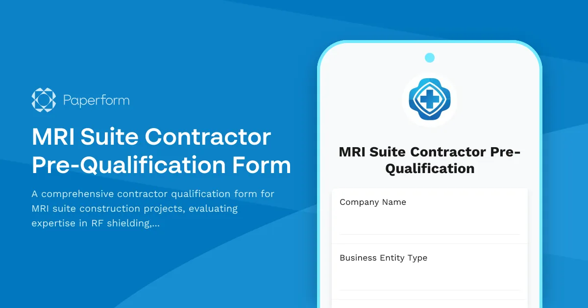 MRI Suite Contractor Pre-Qualification Form