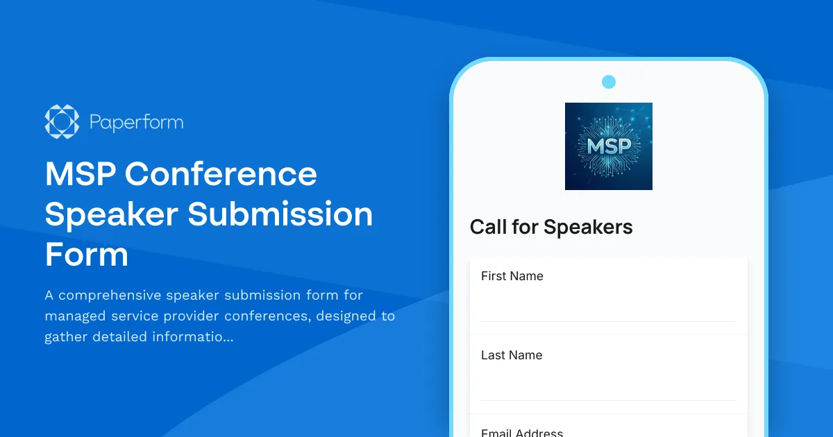 MSP Conference Speaker Submission Form