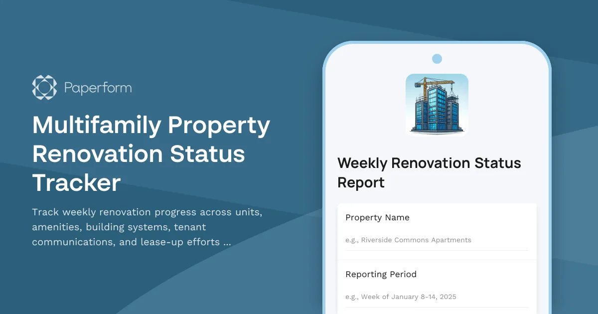 Multifamily Property Renovation Status Tracker