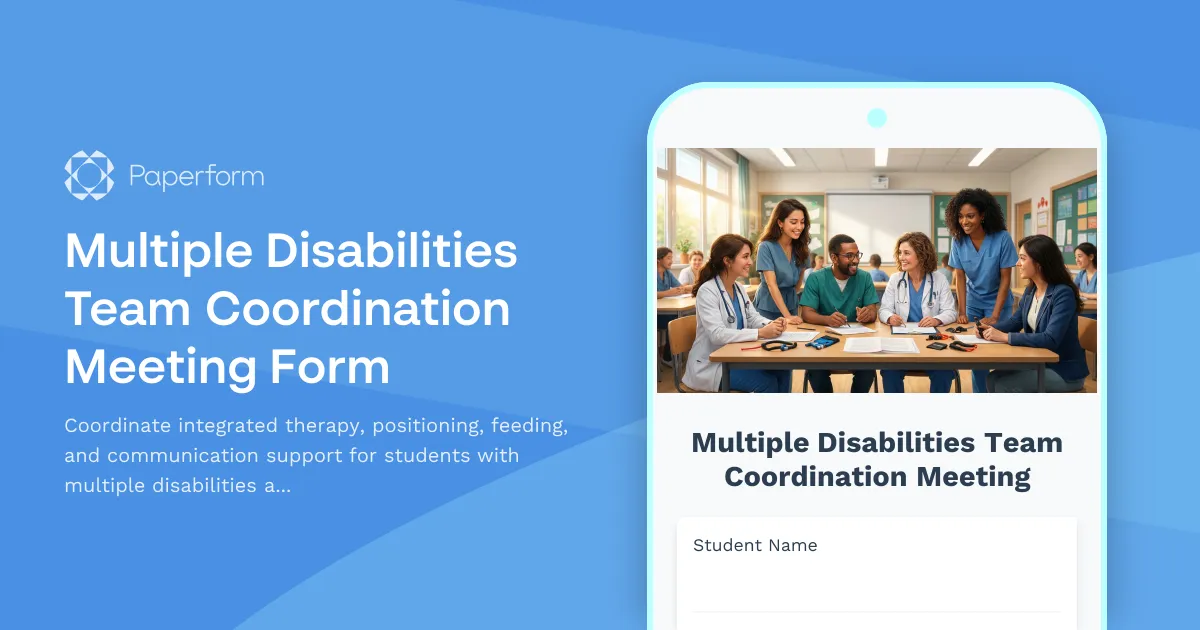 Multiple Disabilities Team Coordination Meeting Form