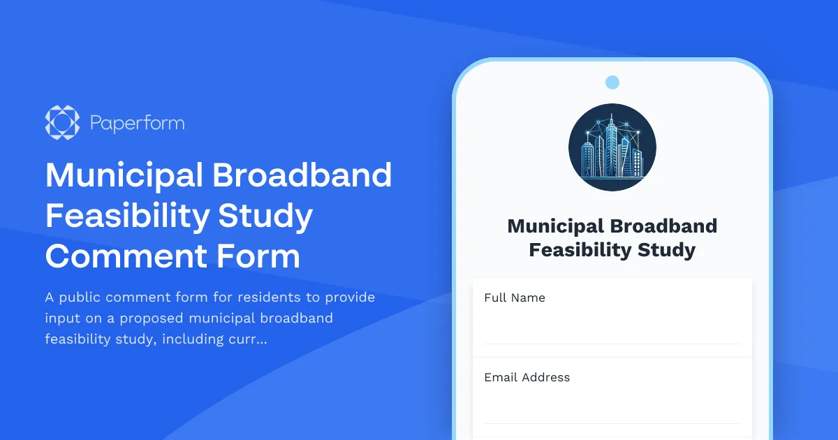 Municipal Broadband Feasibility Study Comment Form