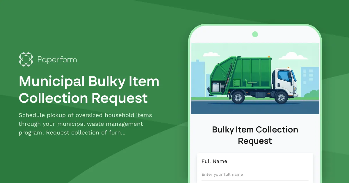 Municipal Bulky Item Collection Request