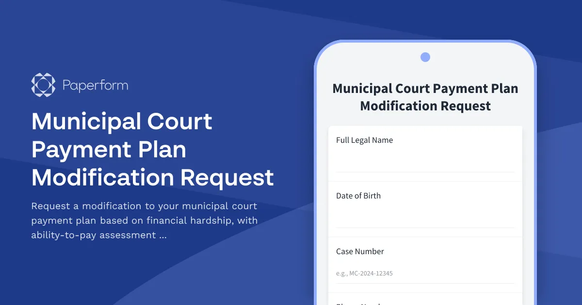 Municipal Court Payment Plan Modification Request