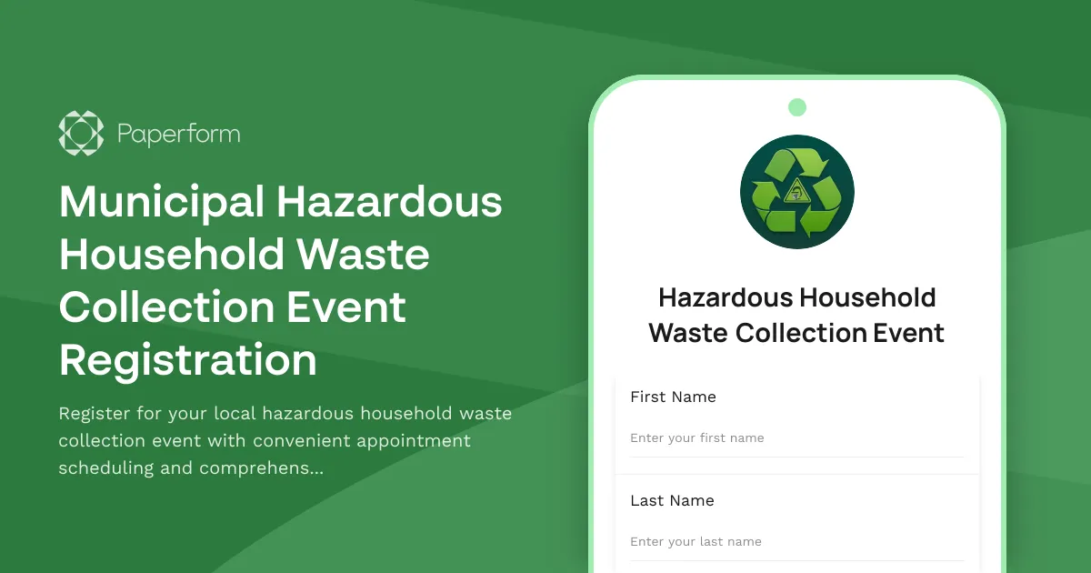 Municipal Hazardous Household Waste Collection Event Registration