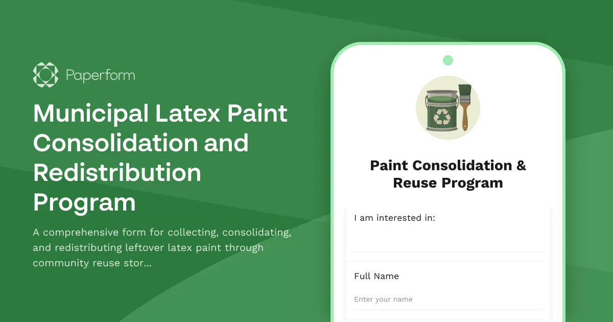Municipal Latex Paint Consolidation and Redistribution Program