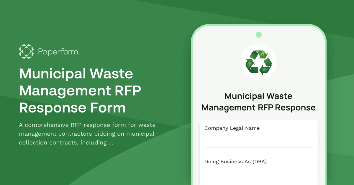 Municipal Waste Management RFP Response Form