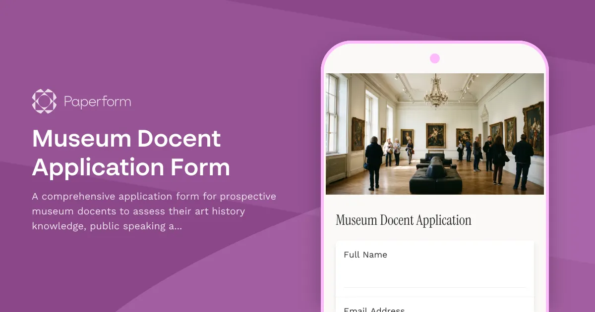 Museum Docent Application Form