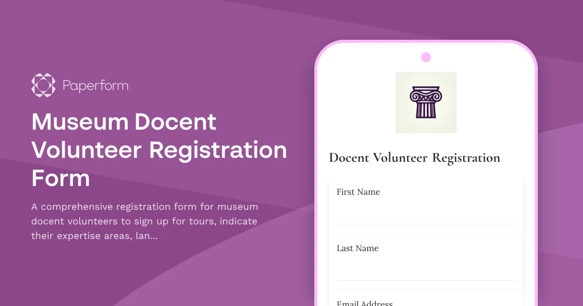Museum Docent Volunteer Registration Form