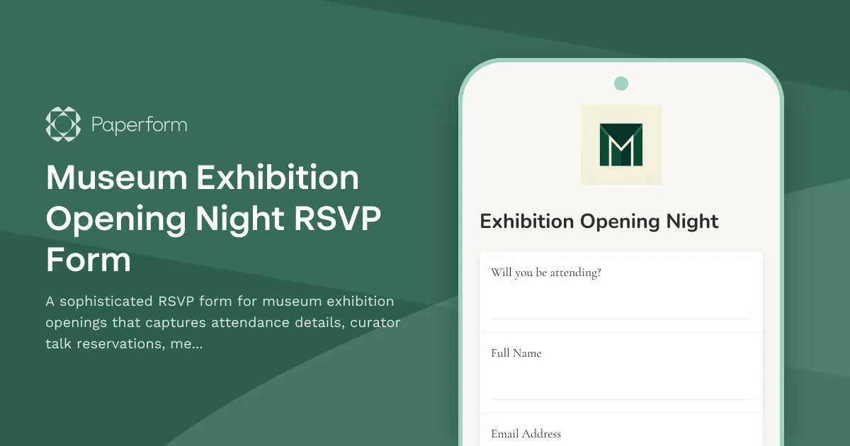 Museum Exhibition Opening Night RSVP Form