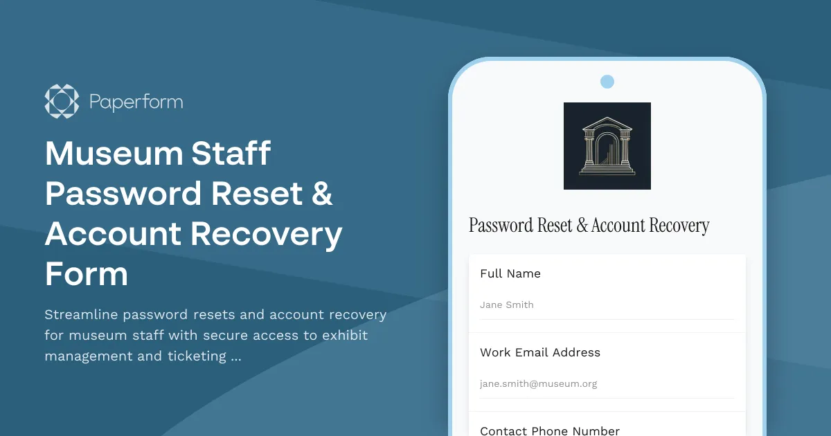 Museum Staff Password Reset & Account Recovery Form