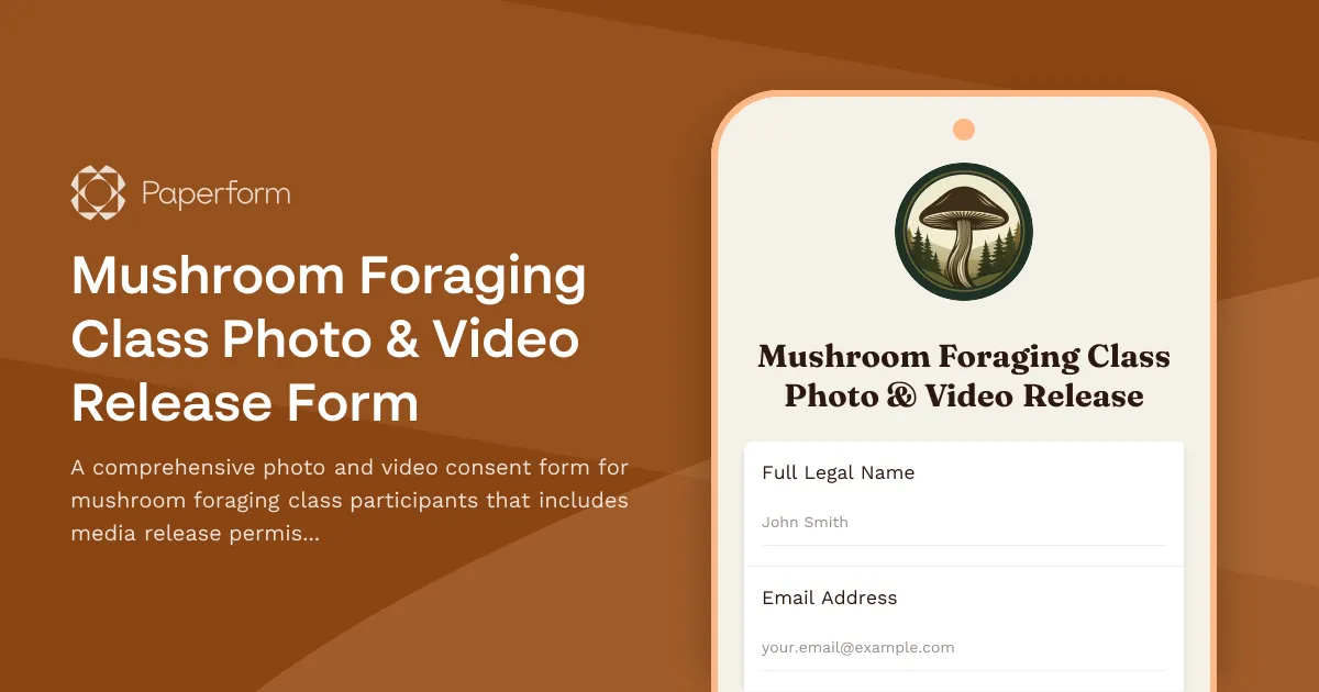 Mushroom Foraging Class Photo & Video Release Form