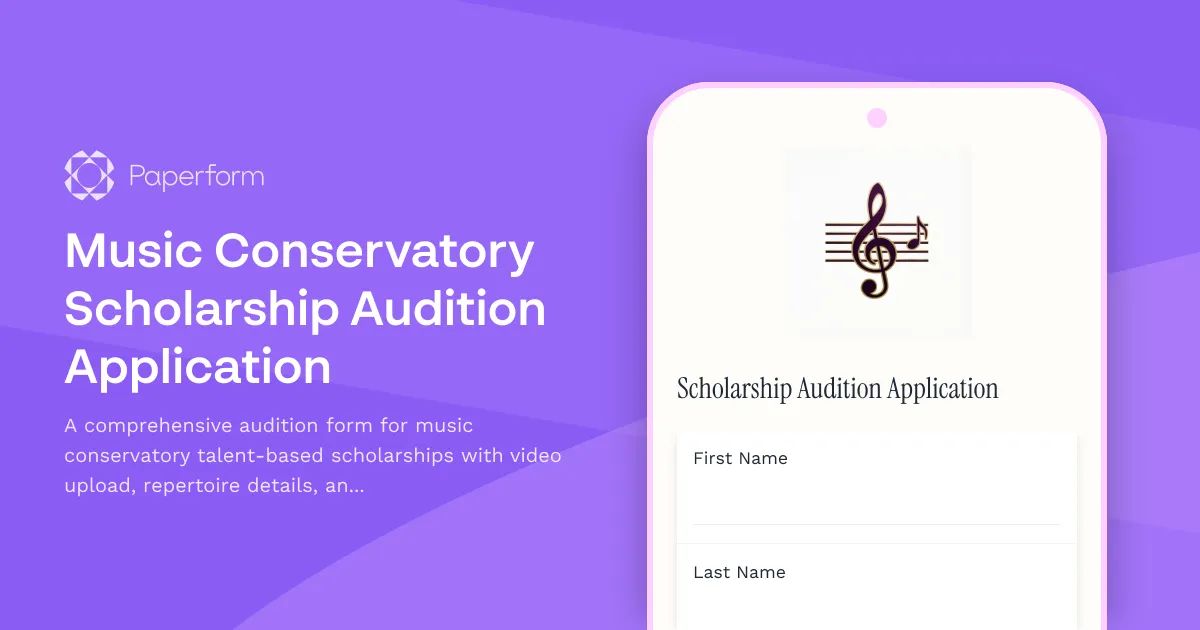 Music Conservatory Scholarship Audition Application