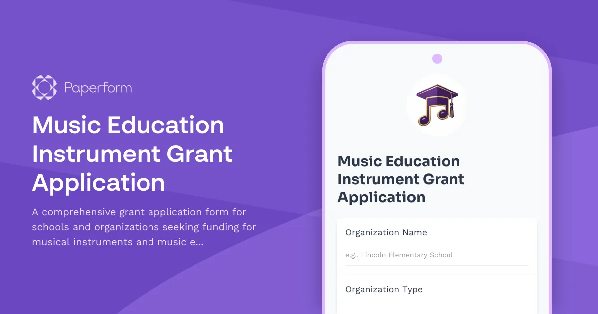 Music Education Instrument Grant Application