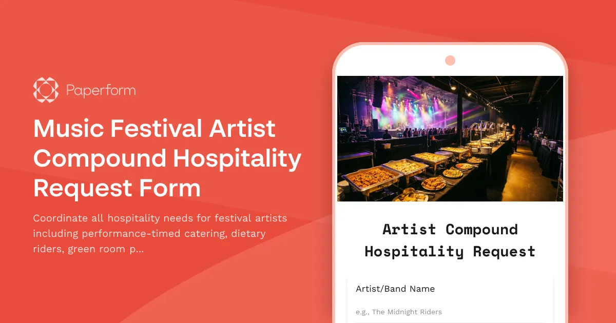 Music Festival Artist Compound Hospitality Request Form