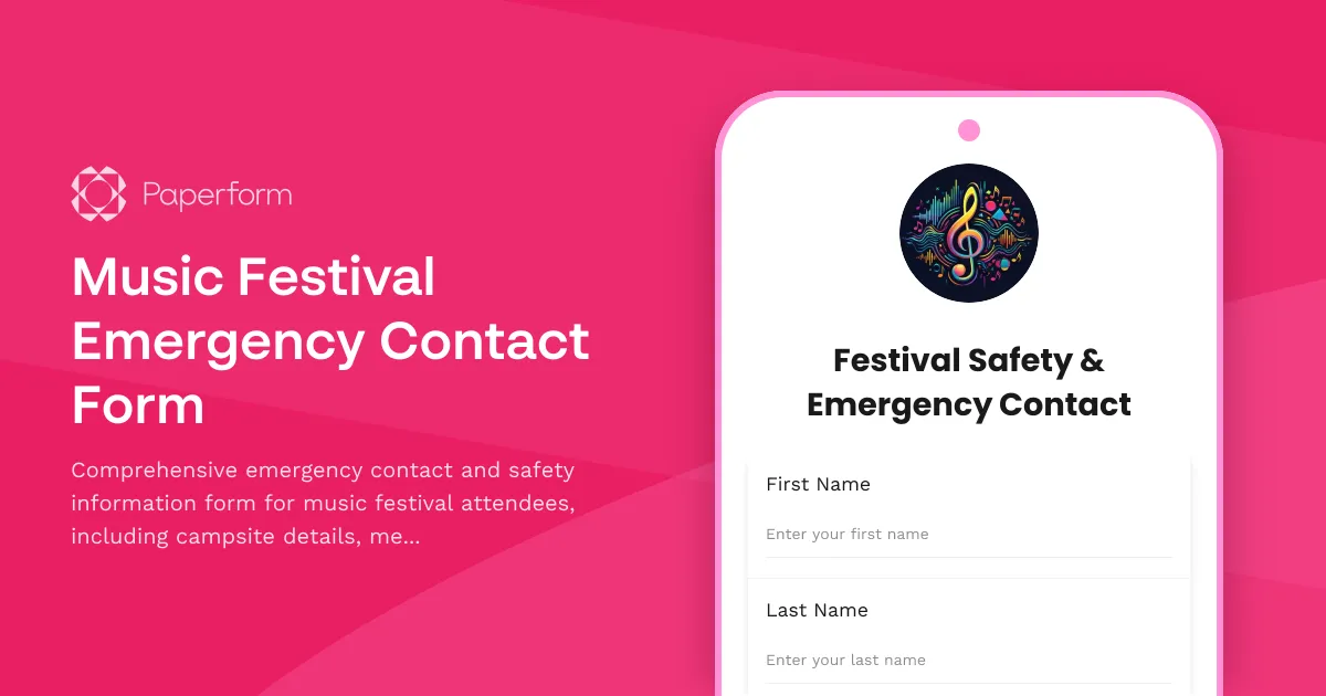 Music Festival Emergency Contact Form