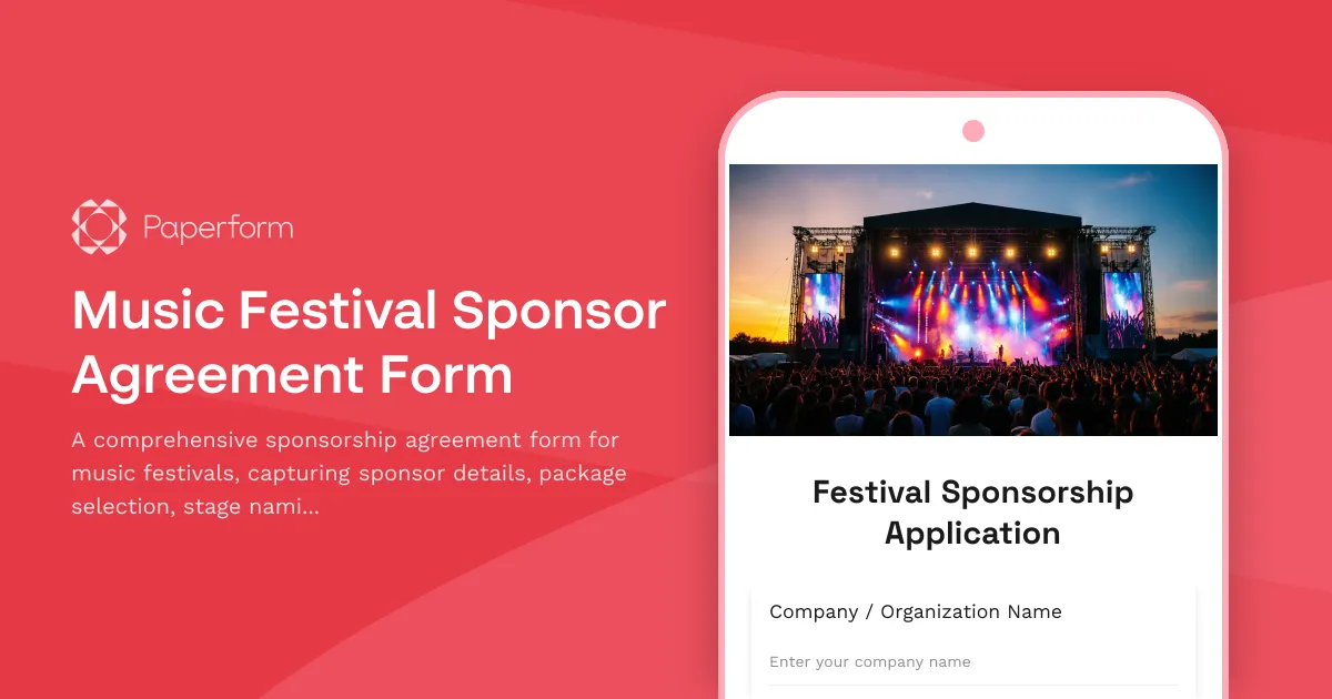 Music Festival Sponsor Agreement Form