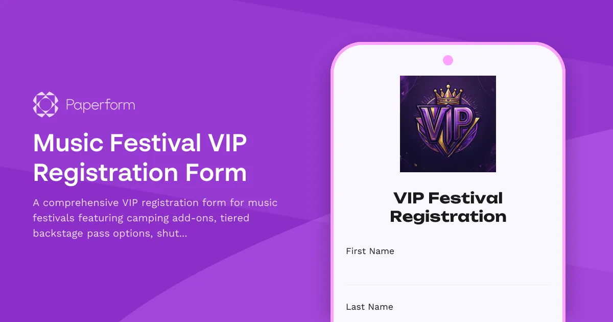 Music Festival VIP Registration Form