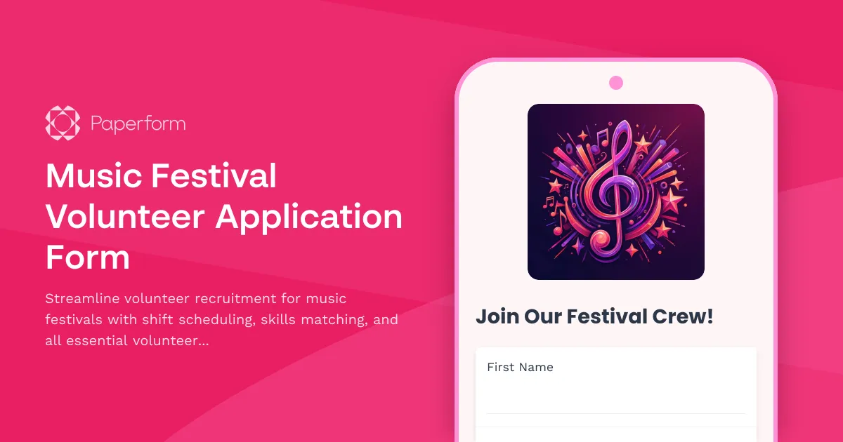Music Festival Volunteer Application Form