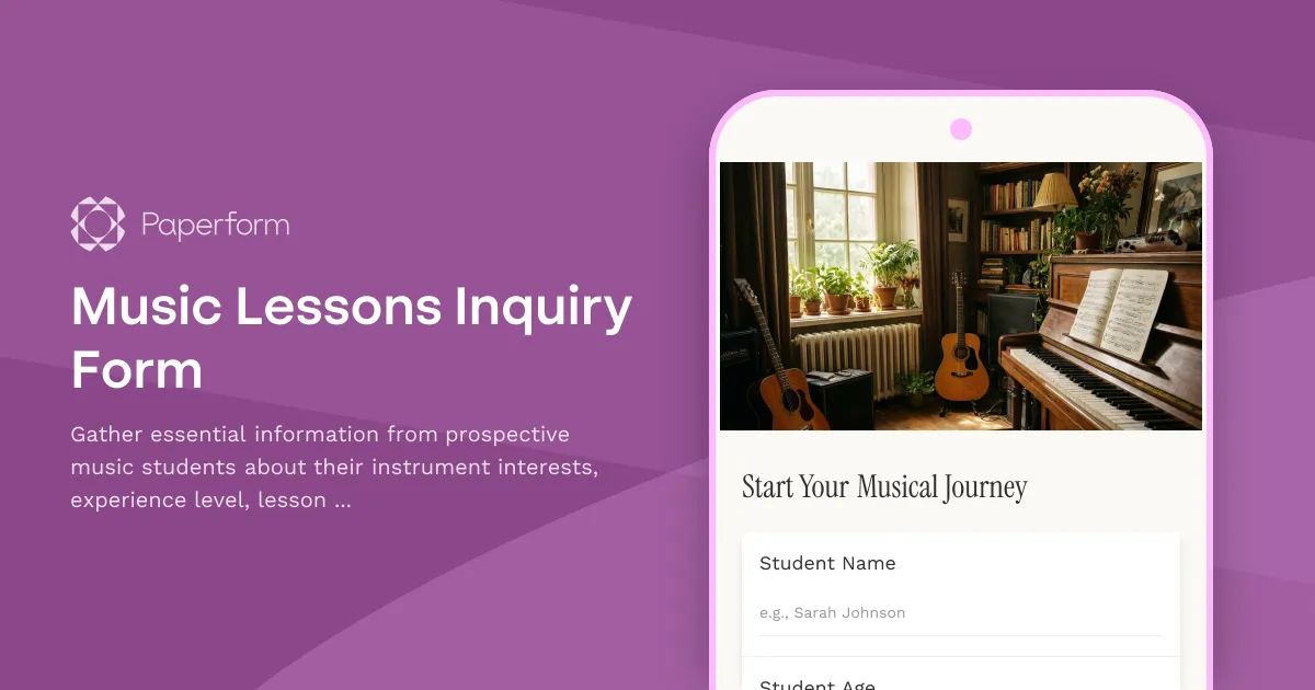 Music Lessons Inquiry Form