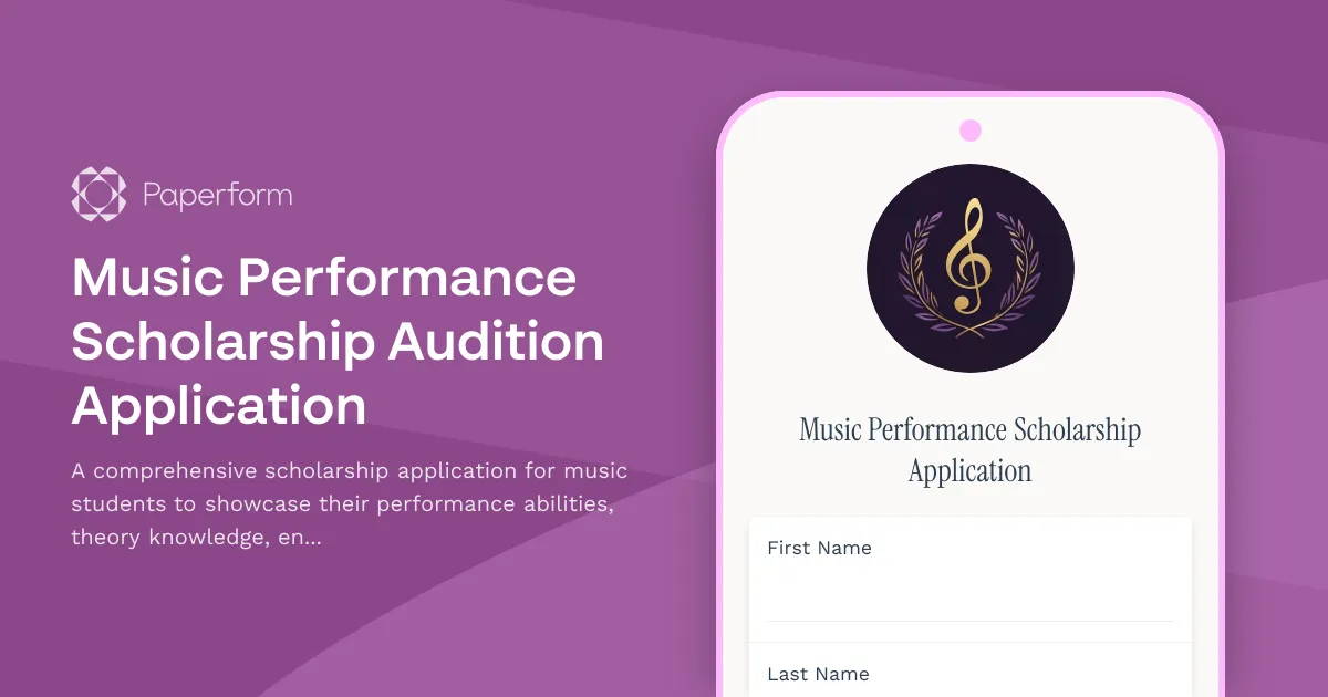 Music Performance Scholarship Audition Application