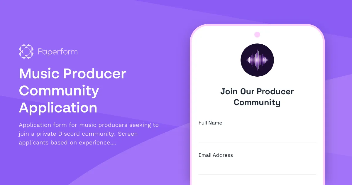 Music Producer Community Application