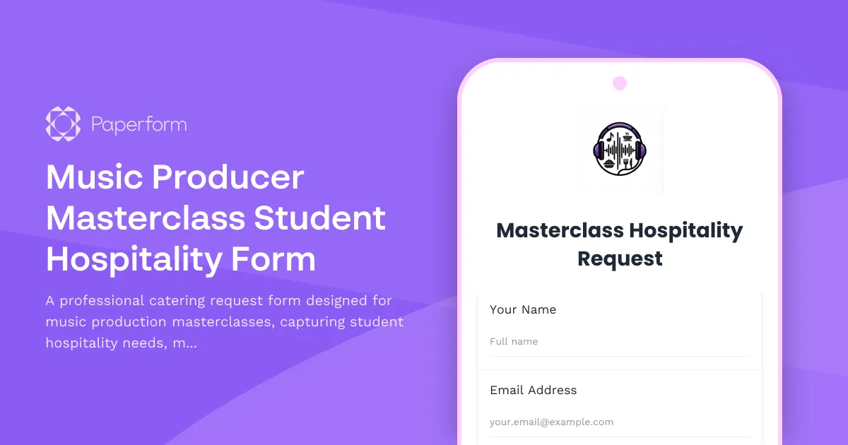 Music Producer Masterclass Student Hospitality Form