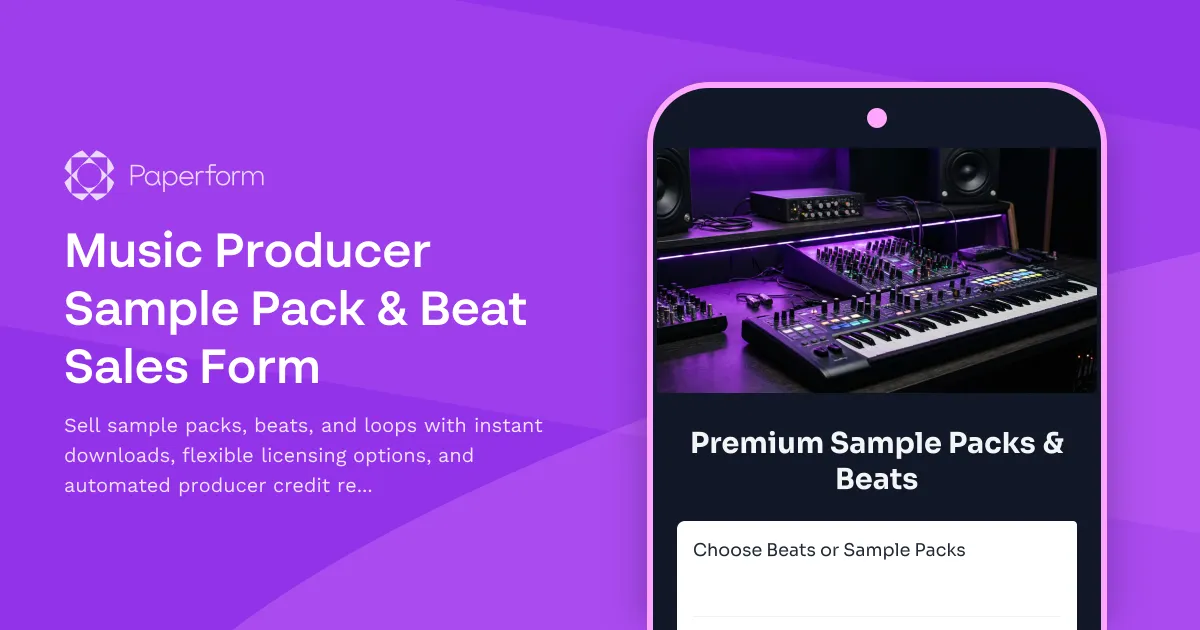 Music Producer Sample Pack & Beat Sales Form