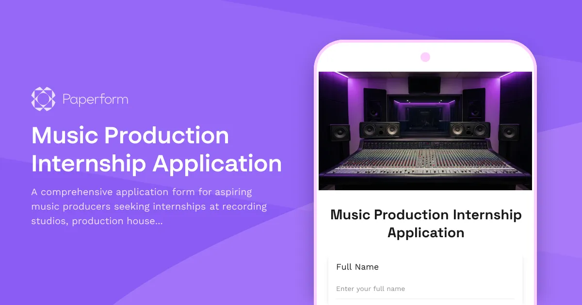 Music Production Internship Application