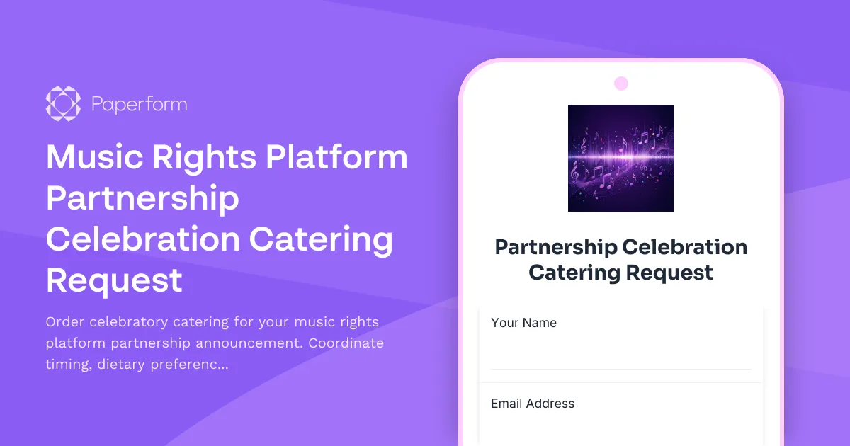 Music Rights Platform Partnership Celebration Catering Request