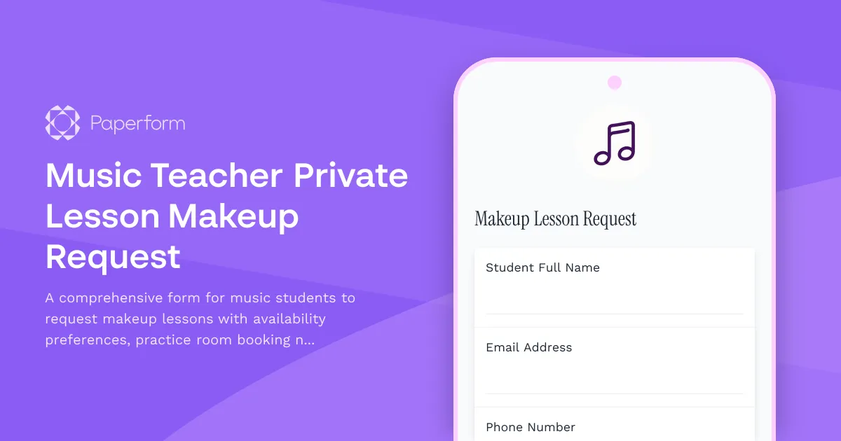 Music Teacher Private Lesson Makeup Request