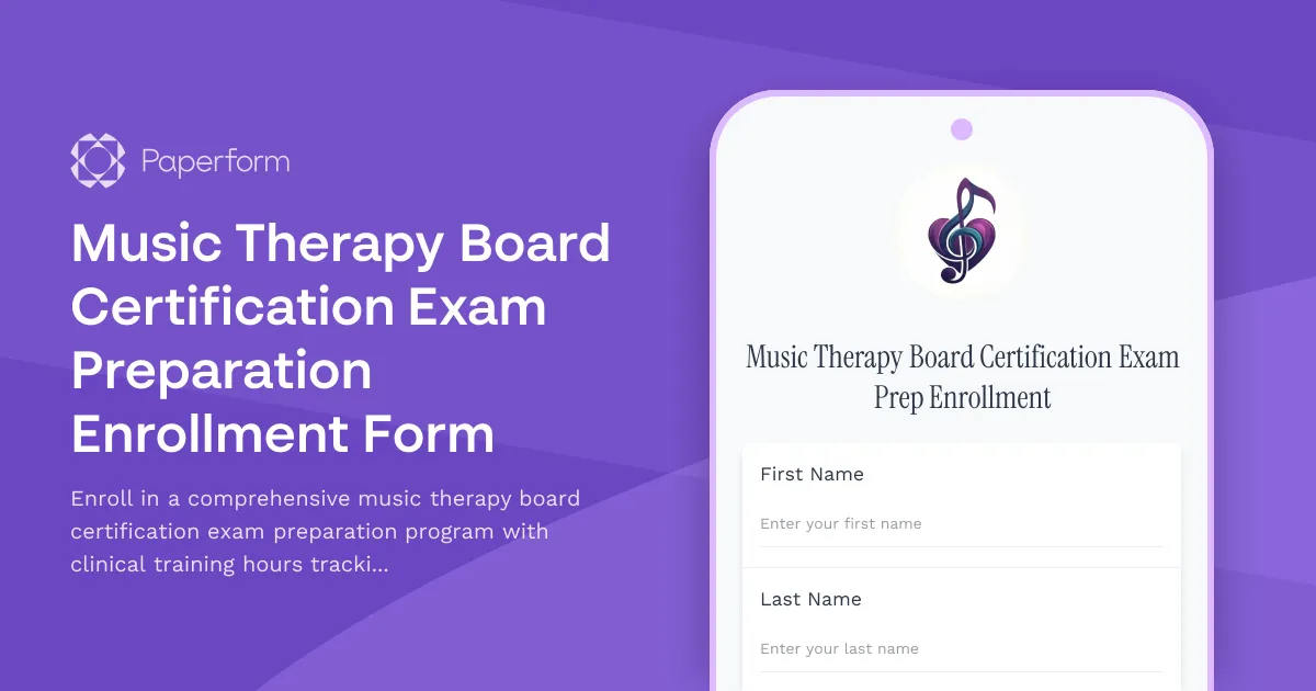 Music Therapy Board Certification Exam Preparation Enrollment Form